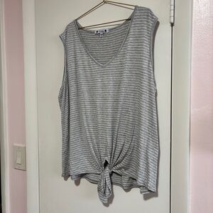 Women’s Gray and White Striped Tank Top 2X NWOT boho revival resortcore